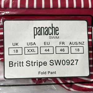 NWT Panache Women Swim Britt Stripe Fold Pant XXL Red White SW0927 Bikini Bottom